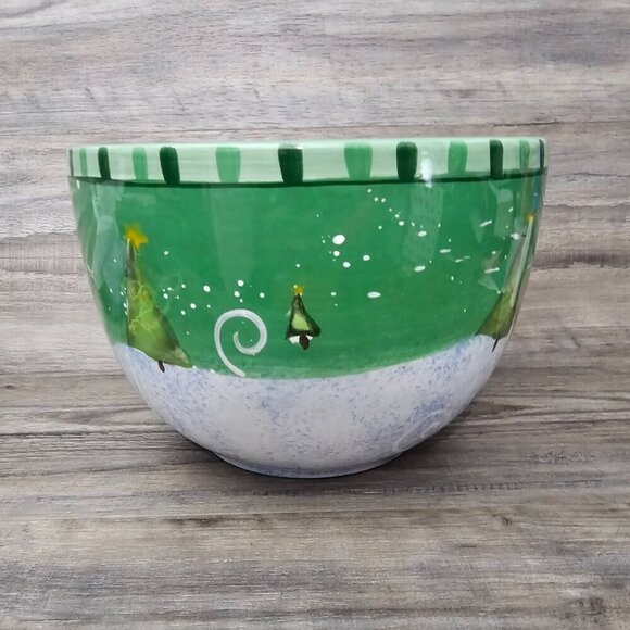 Holiday Home Santa Claus Holiday Big Ceramic Mixing Bowl New - Picture 2 of 6